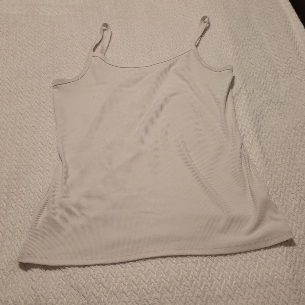 No Boundaries White Ribbed Cami Tank - Adjustable Straps